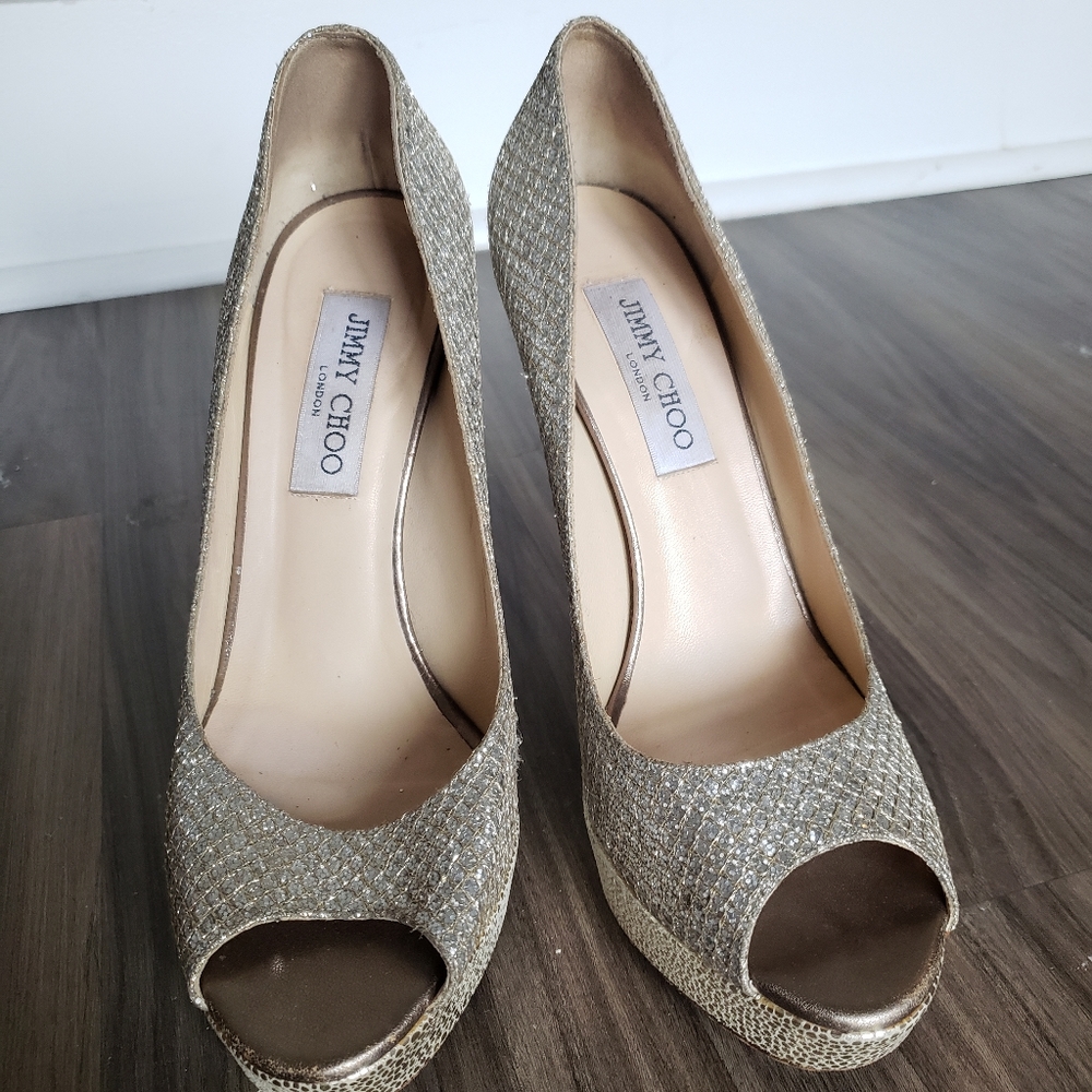 Jimmy Choo Peep Toe Pump Metallic